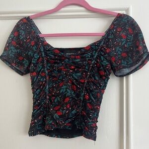 MinkPink Ruched Floral Top